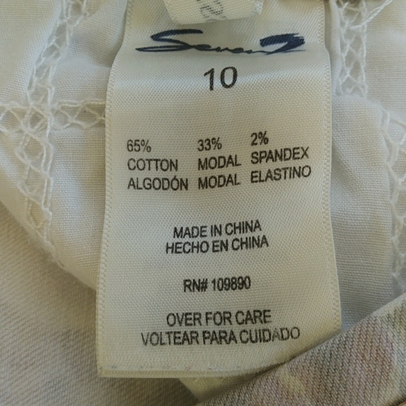 Seven7 High Rise Skinny Tummy Less Floral Pant 10 Cream - Picture 4 of 16